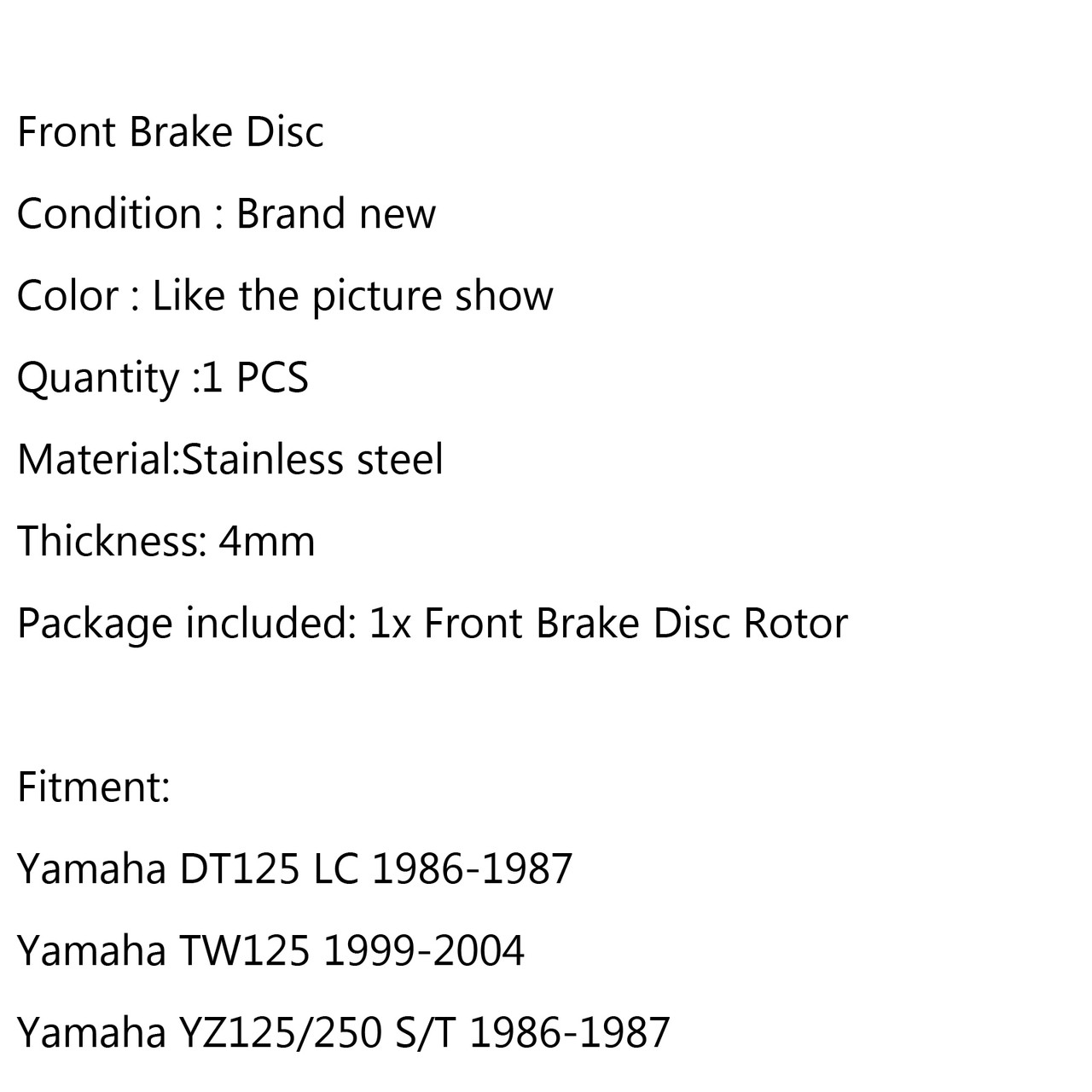 Front Brake Rotor Disc Fit for Yamaha DT TW 125/200 XT225 XG250 Tricker 86-17