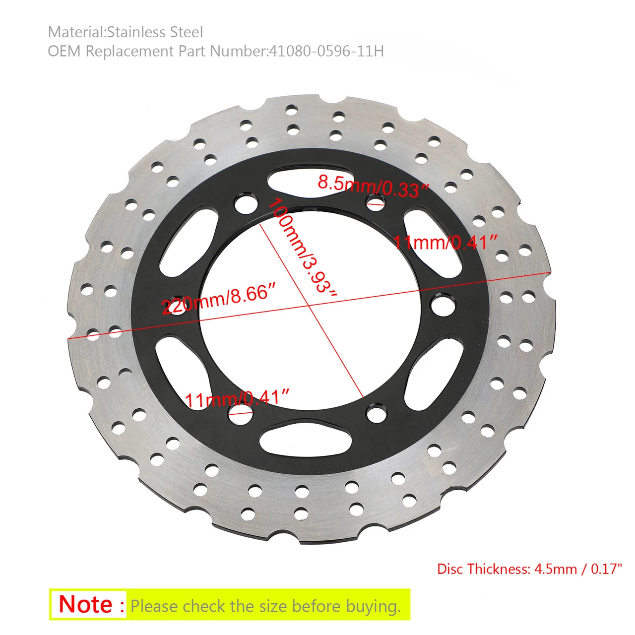 Rear Brake Rotor Disc Fit for Kawasaki EX 250 300 Ninja Z 250 300 2013-2017