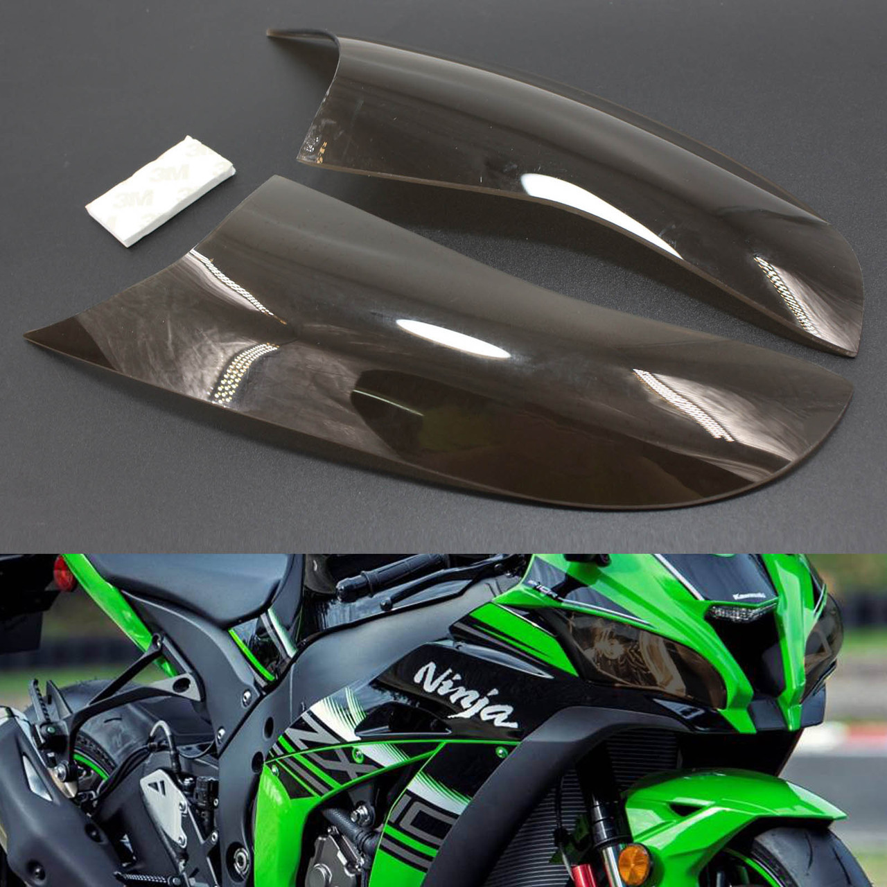 Front Headlight Lens Protection Cover Smoke Fit For Kawasaki Zx-10R Zx 10R 16-18