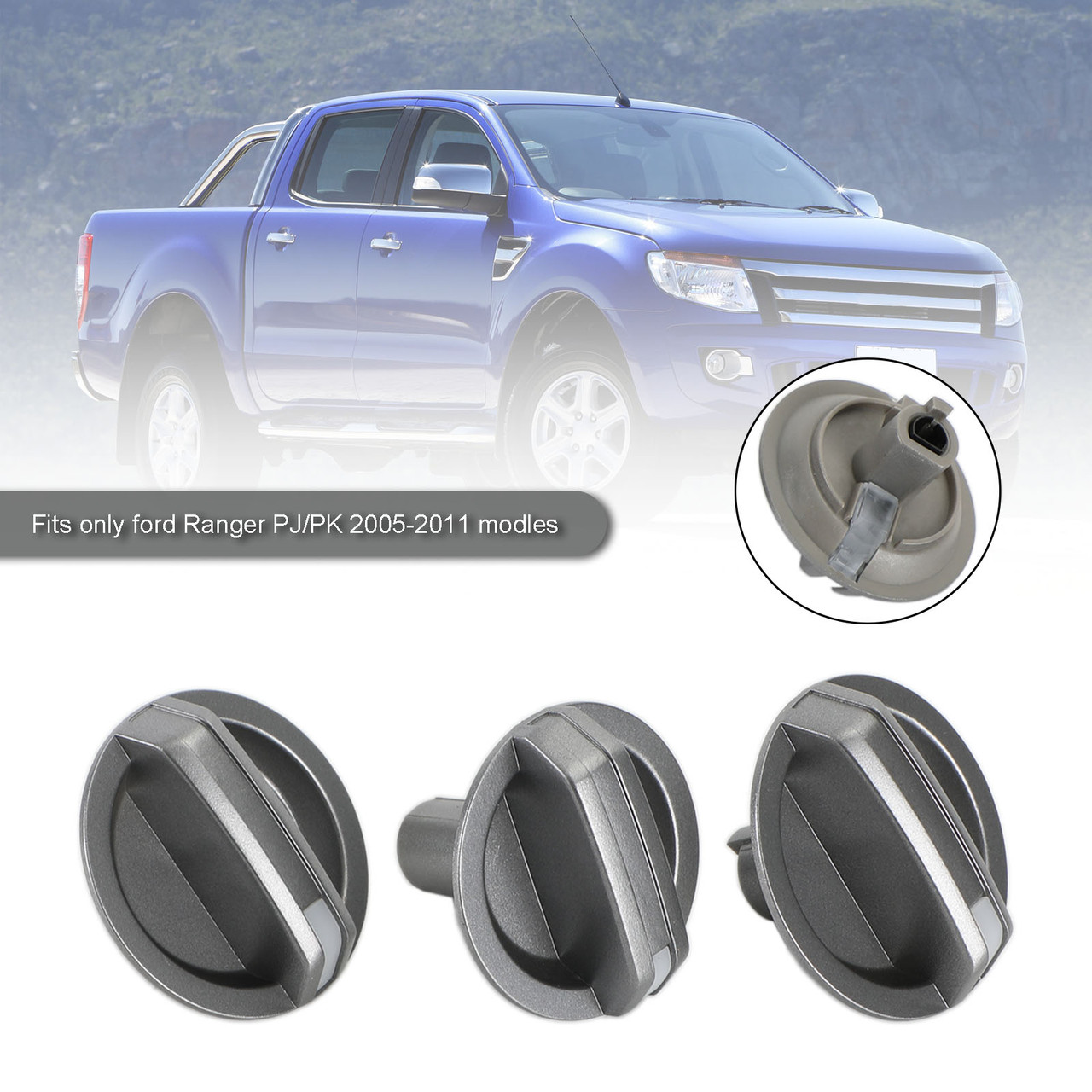 3pcs A/C Heater Fan Temperature Control Knob For Ford PJ PK Ranger 2005-2011