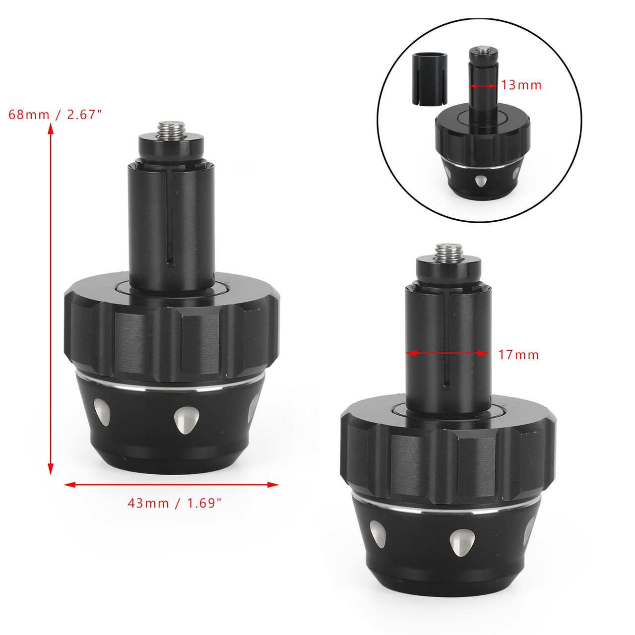 Universal Motorcycle 22mm 7/8" CNC Black Bar End Weight Plugs Sliders 465grams