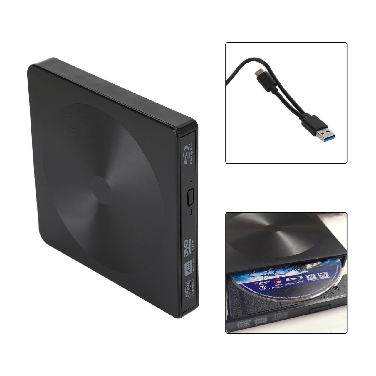 4K USB 3.0 External DVD Drive BD Player Read/Write 2 IN 1 Portable Burner