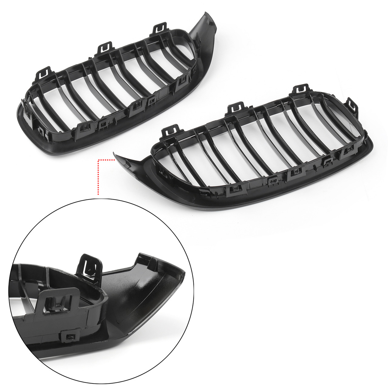 Gloss Black Kidney Grille Grill Fit BMW F32 F33 F36 F82 2014-2020 Dual Slat