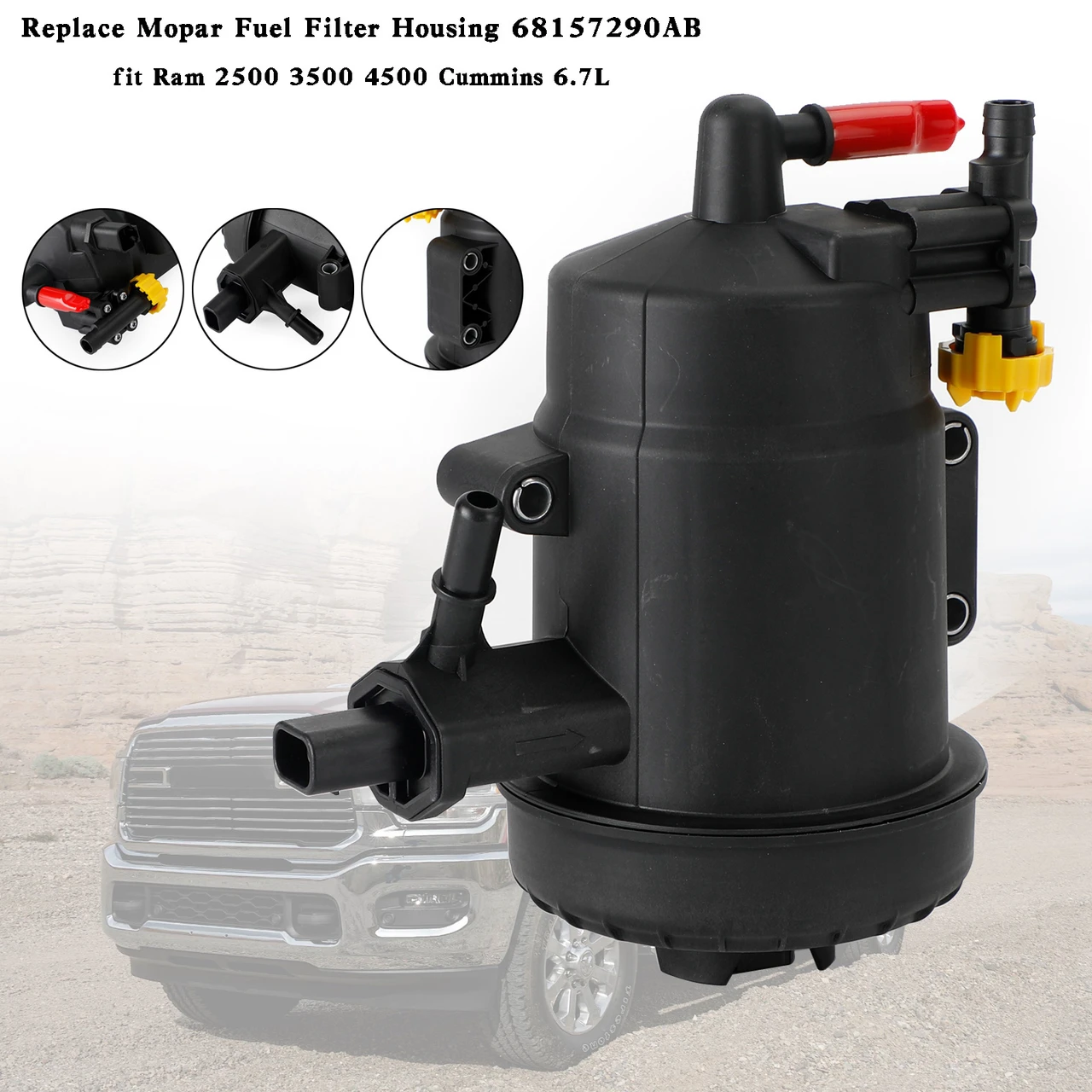 Replace Mopar Fuel Filter Housing 68157290AB fit Ram 2500 3500 4500 Cummins 6.7L