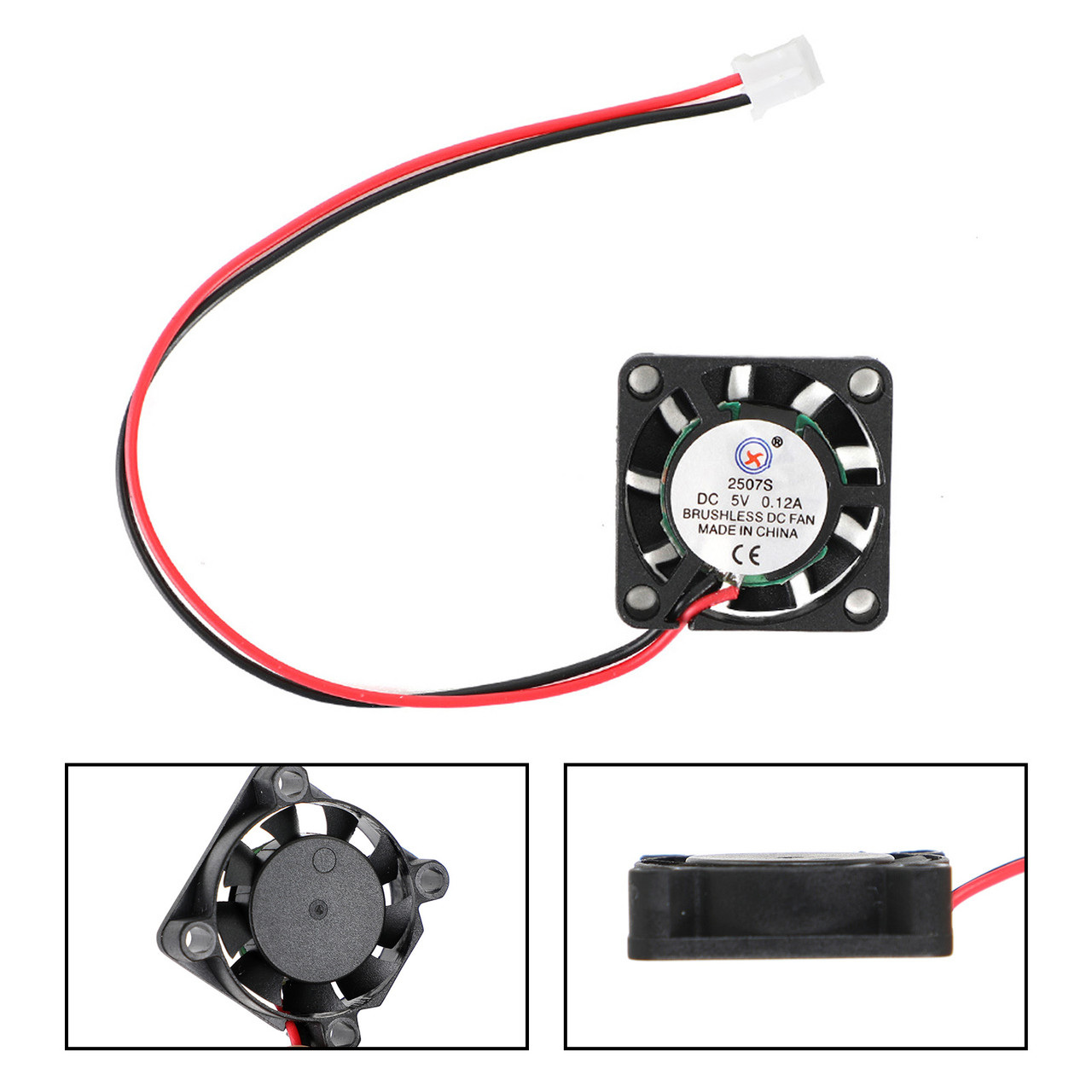 1Pc Brushless DC Cooling Blower Fan 5V 0.12A 2507S 25x25x7mm Sleeve 2 Pin Wire