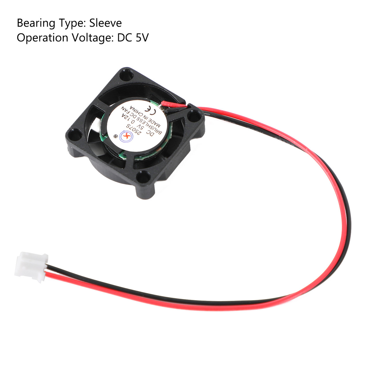 1Pc Brushless DC Cooling Blower Fan 5V 0.12A 2507S 25x25x7mm Sleeve 2 Pin Wire
