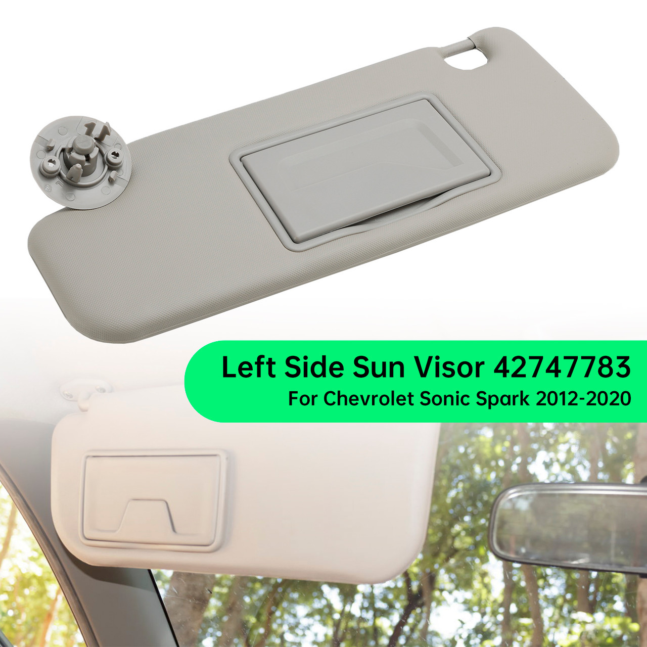 Sun Visor Left Driver Side 42747783 Gray For Chevy Sonic Spark 2012-2020