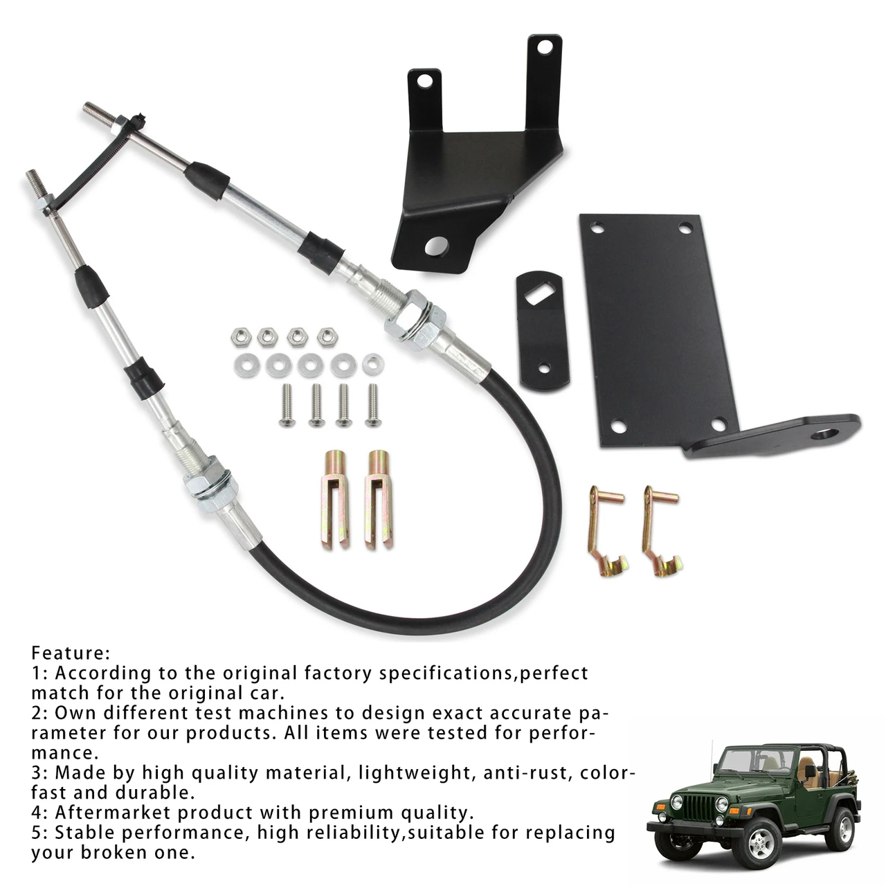 Transfer Case Cable Shift Linkage Upgrade Heavy Duty For Wrangler TJ 1997-2006