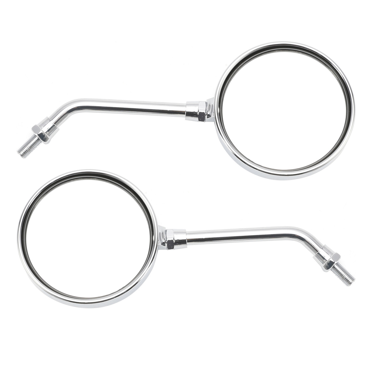 Pair Chrome Motorcycle Mirrors - Long & Short Stem 10mm For Kawasaki Z1 Z2 Style