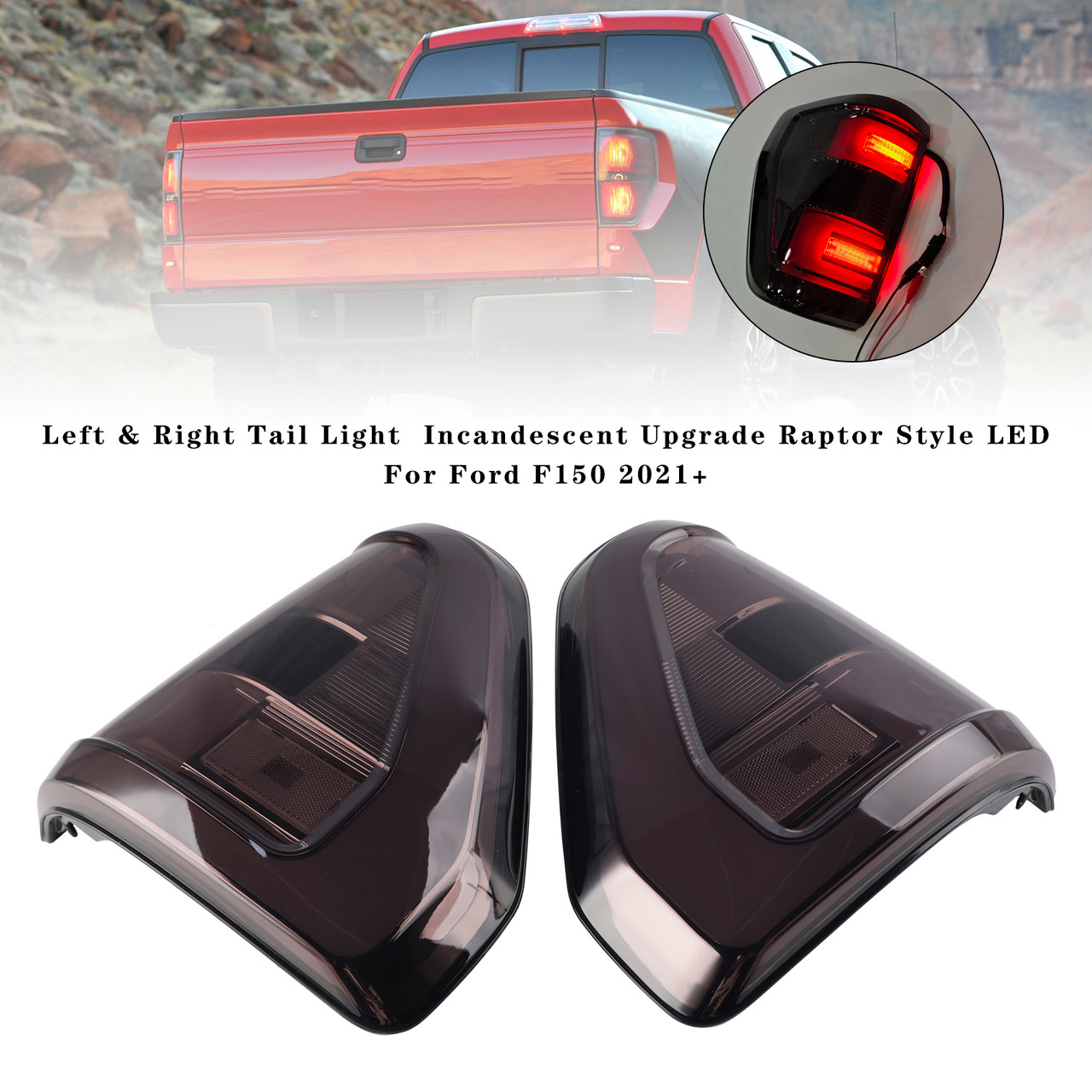 Left & Right Tail Light  Incandescent Upgrade Raptor LED For Ford F150 21-24