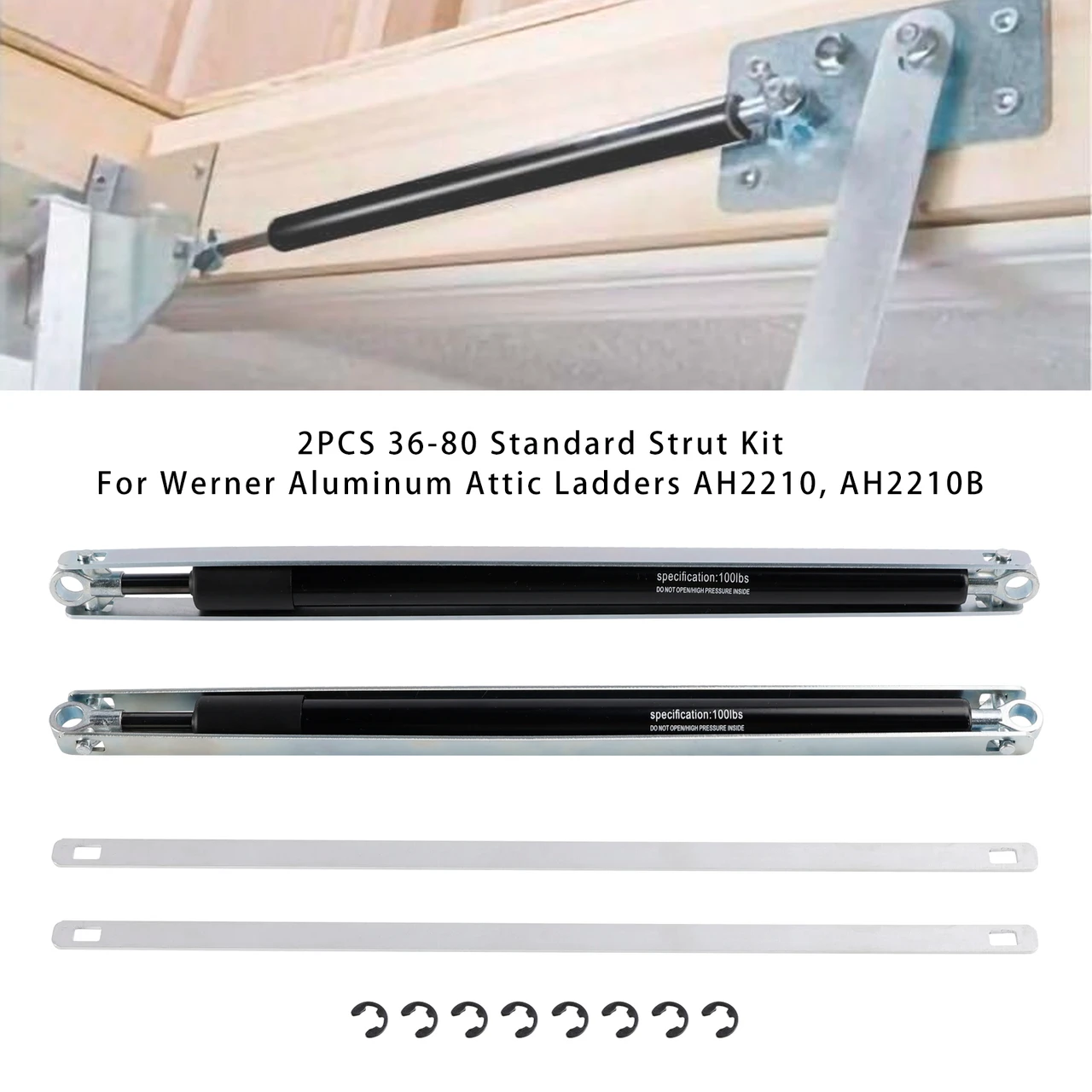 2PCS 36-80 Standard Strut Kit For Werner Aluminum Attic Ladders AH2210  AH2210B