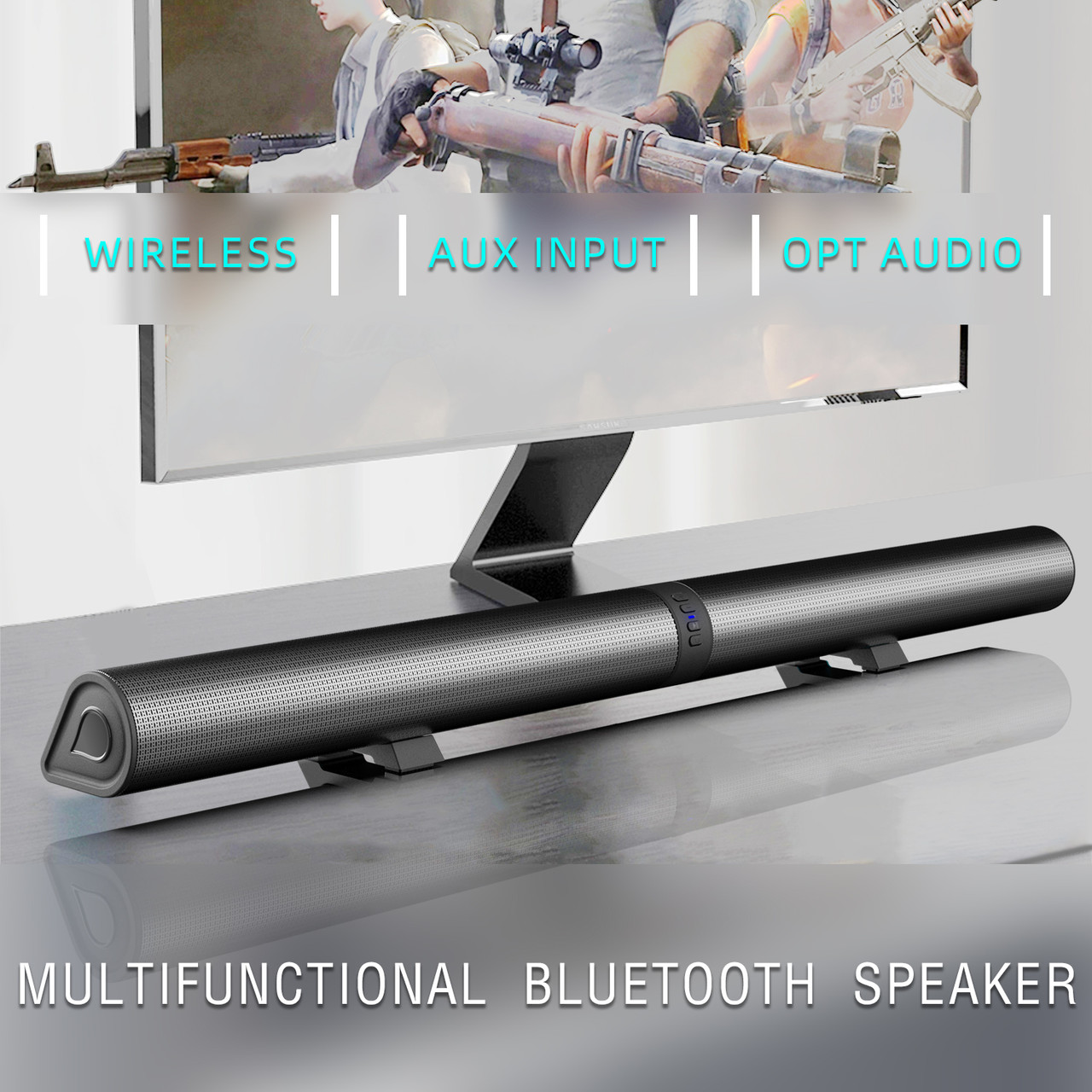 Detachable Surround Sound Bar Wireless Subwoofer 2 Speaker System Home Theater