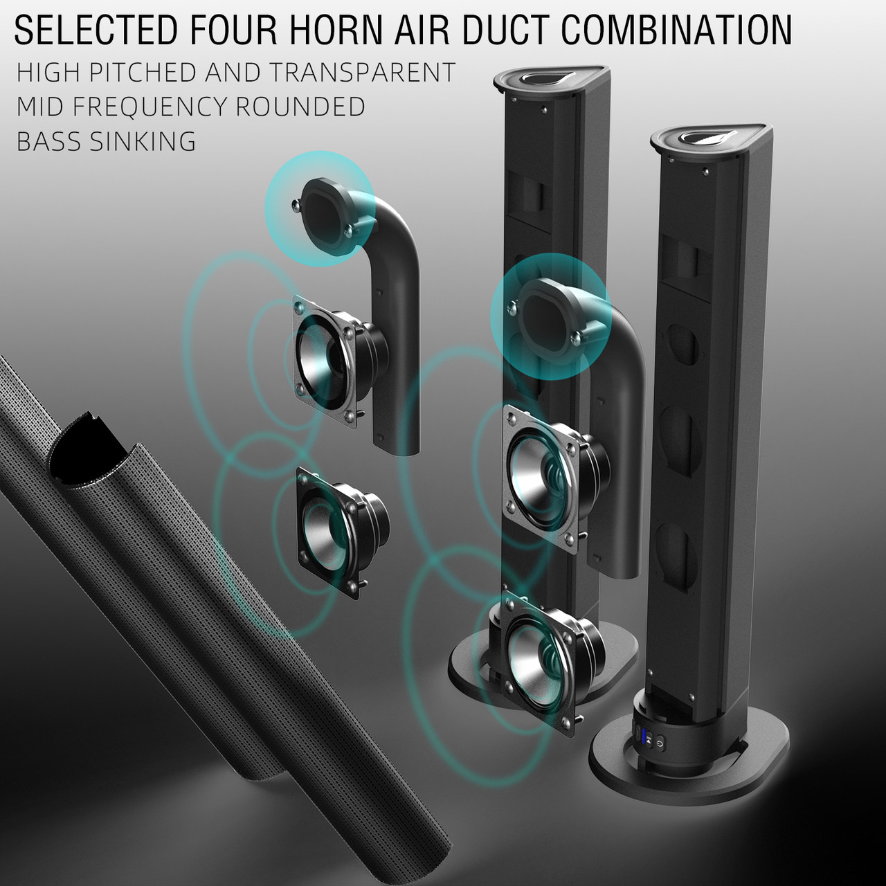 Detachable Surround Sound Bar Wireless Subwoofer 2 Speaker System Home Theater