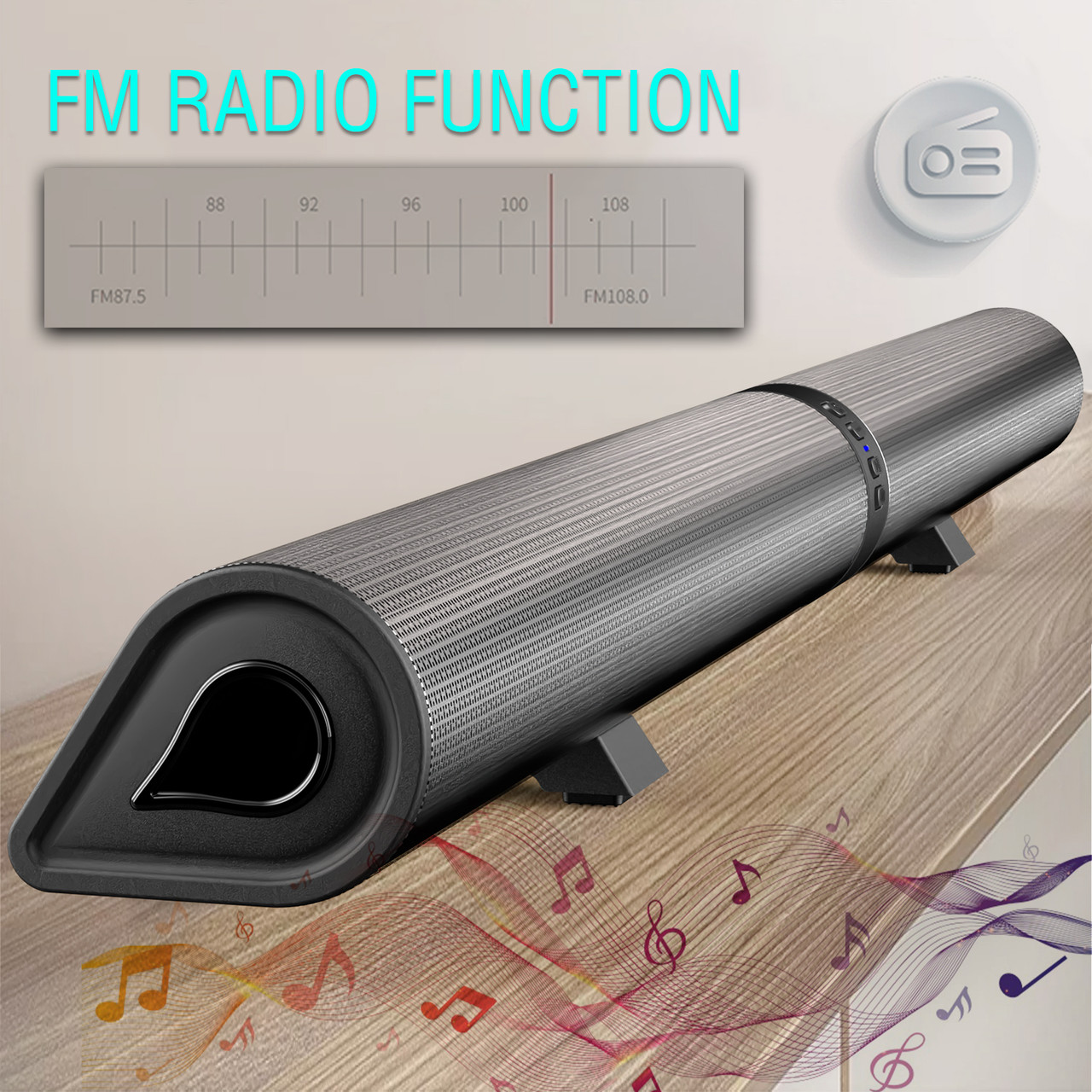 Detachable Surround Sound Bar Wireless Subwoofer 2 Speaker System Home Theater