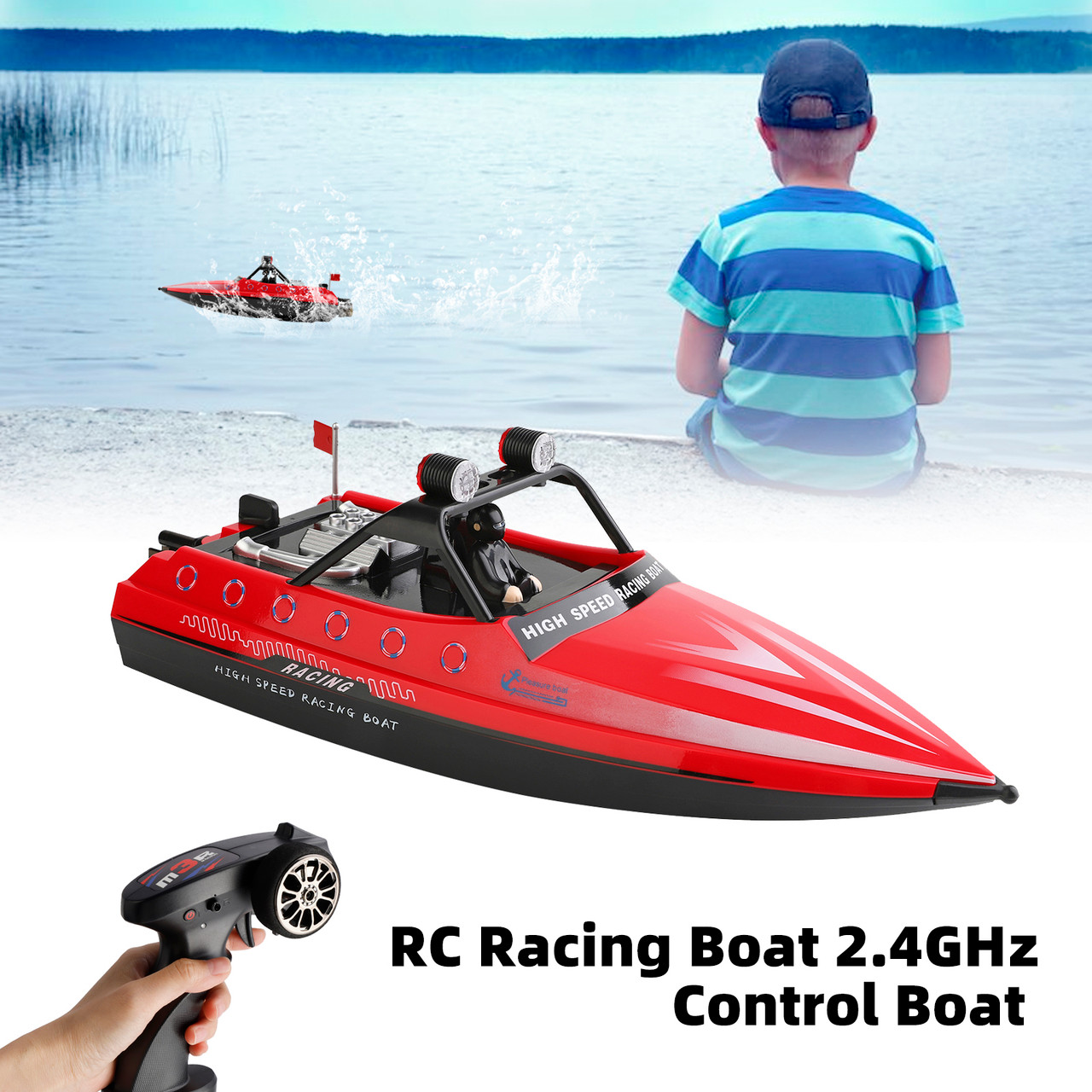 Wltoys WL917 RC Jet Boat RC Racing Boat 2.4GHz Remote Control Boat Toy Red
