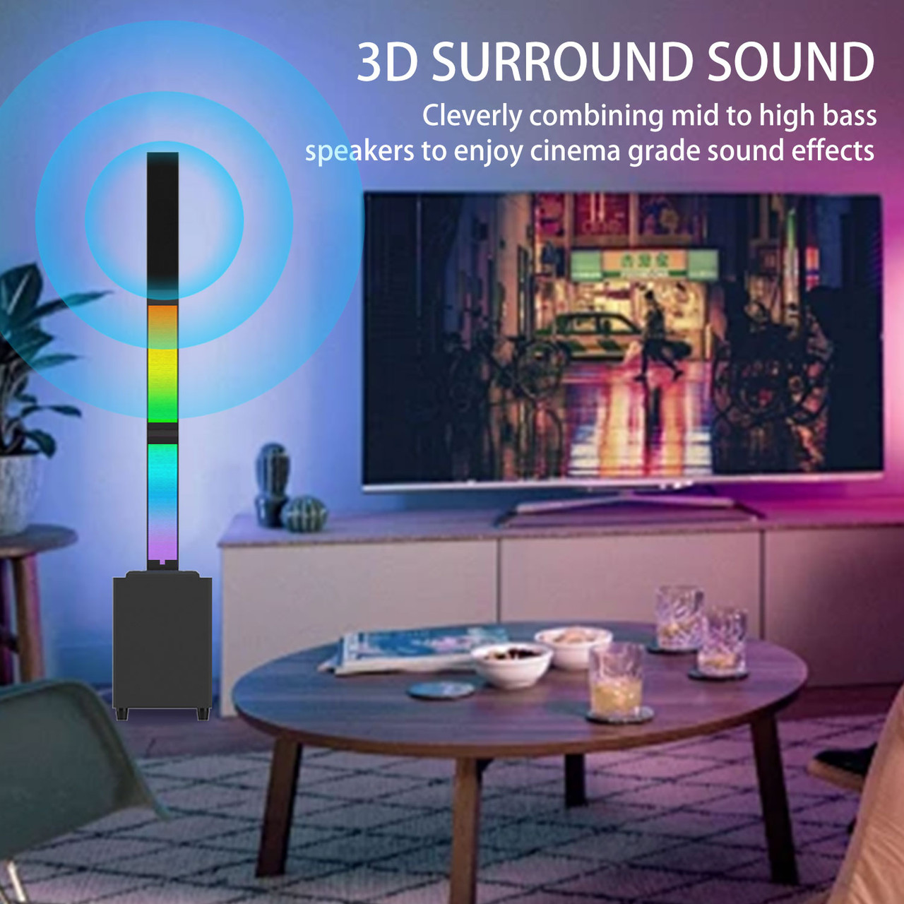 Bluetooth Speaker 2.1 Subwoofer RGB Detachable TWS Wireless Karaoke Home Theater