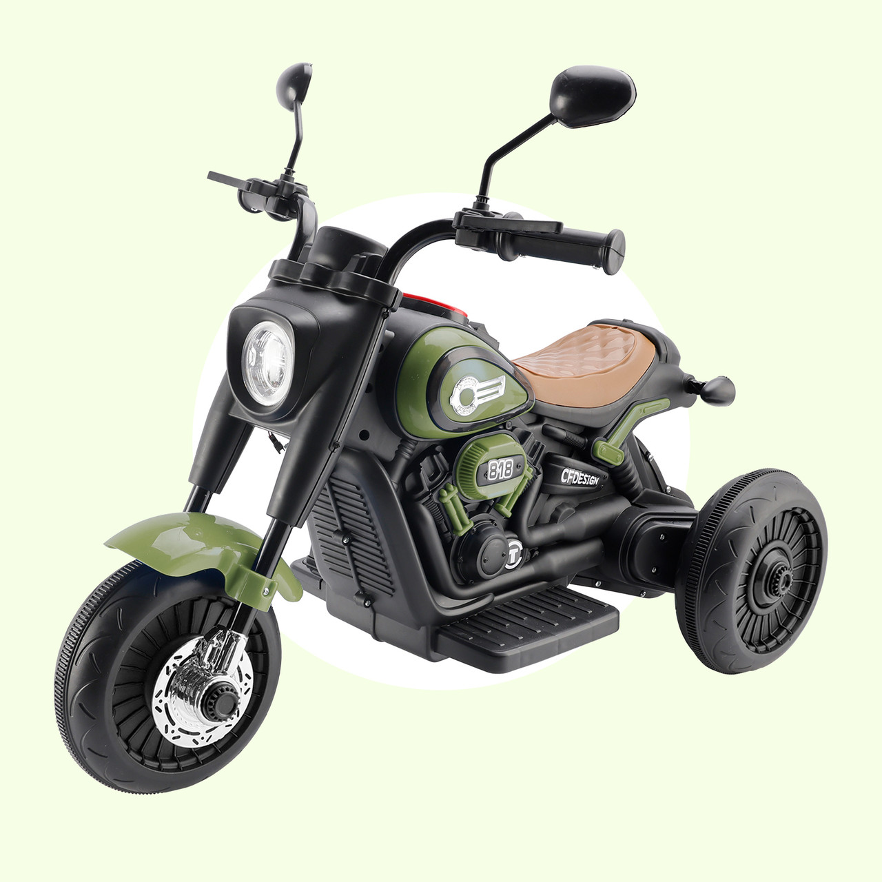 3Wheel 6V Kid Ride On Motorcycle Electric Toy With Colorful Light Music Green