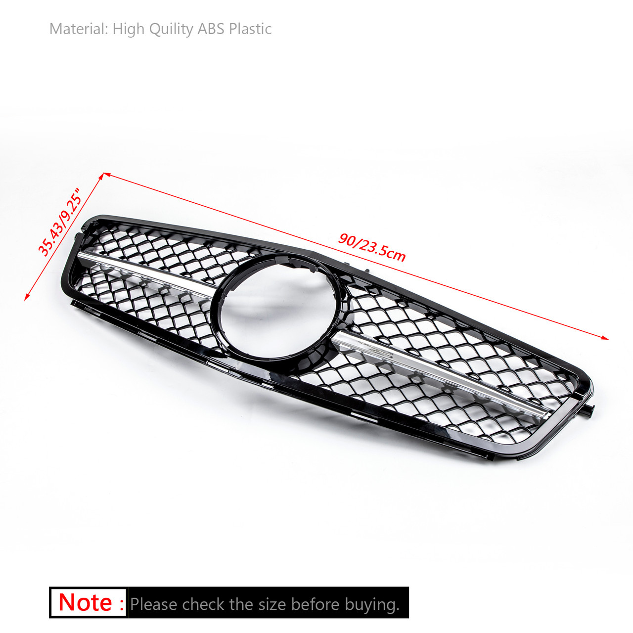 ABS Gloss Black Chrome Front Bumper Grille Fit C-Class Benz W204 C300 C350 08-14