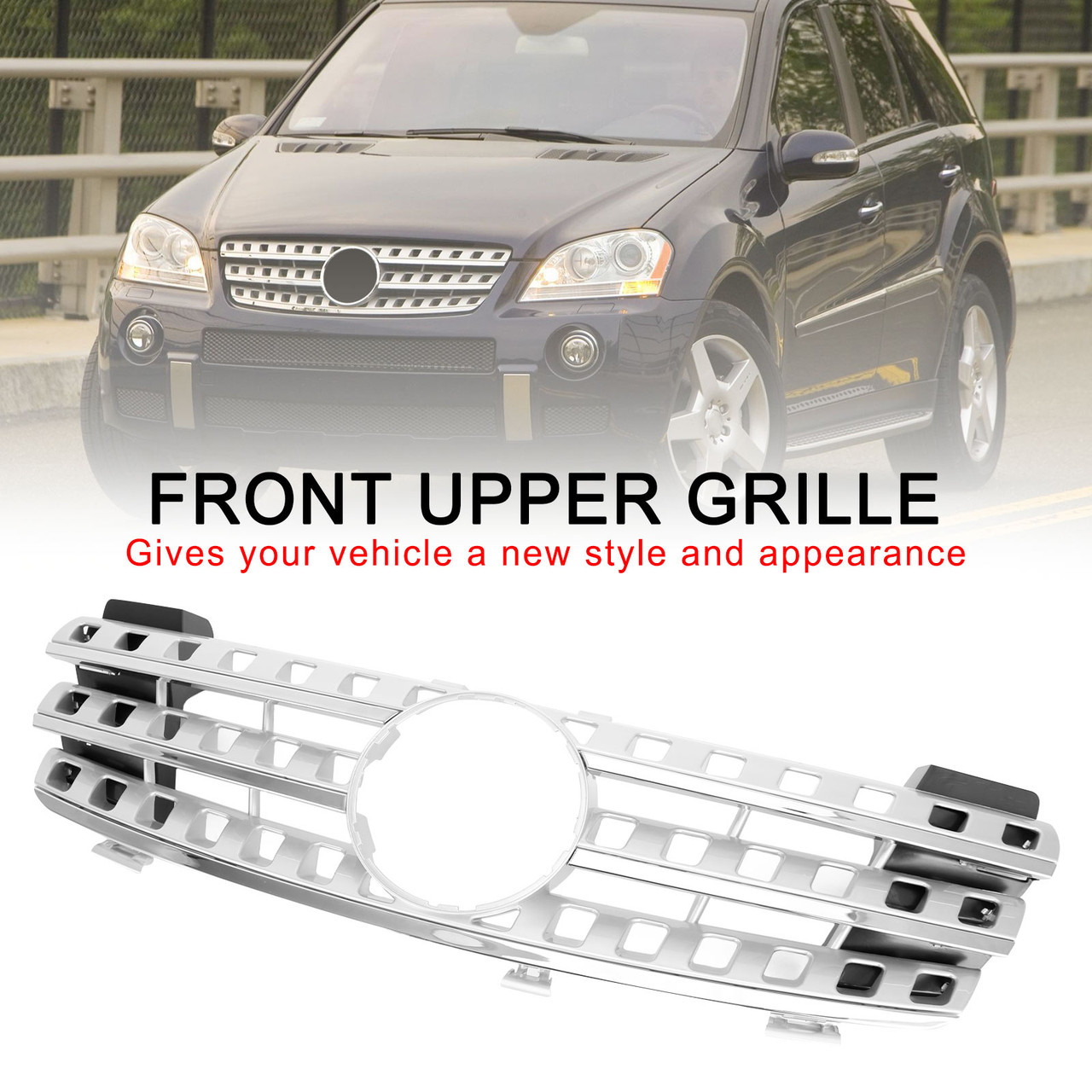 Front Grille Grill Fit Mercedes-Benz ML-Class W164 2005-2008 Chrome