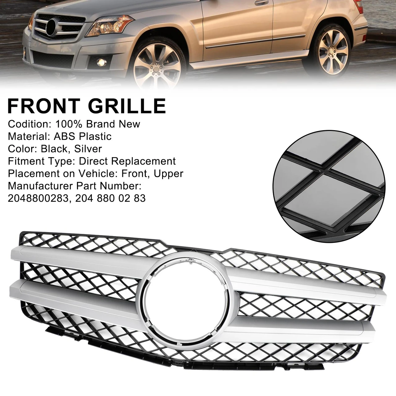 Front Hood Bumper Grill Grille Fit Mercedes Benz GLK X204 GLK350 2010-2012