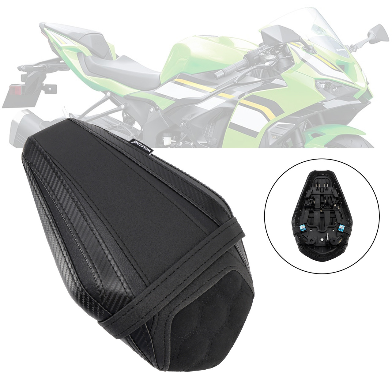 Rear Seat Passenger Cushion Flat Fit Blacka For Kawasaki Ninja Zx-6R 2019-2025