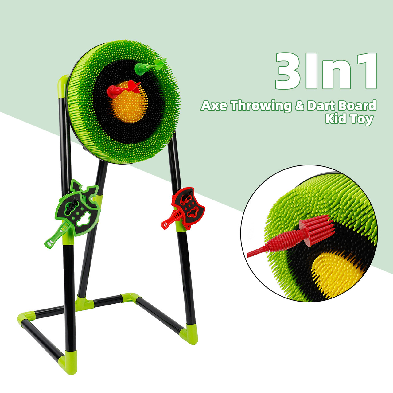 3In1 Axe Throwing & Dart Board Kid Toy Set Backyard Indoor & Outdoor Party Game