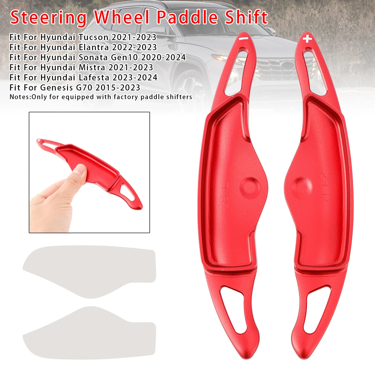 Steering Wheel Paddle Shifter Extension For Hyundai Tucson Aluminium Red