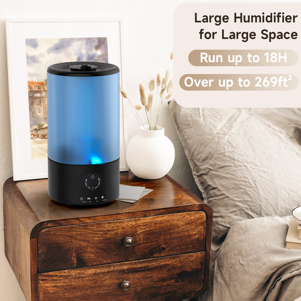 Humidifiers for Bedroom, 3.2L Cool Mist Humidifier for Home Plant and Baby Nursery, Quiet Ultrasonic Humidifier with 360° Nozzle and Colorful Gradient Light, Auto Shut-Off