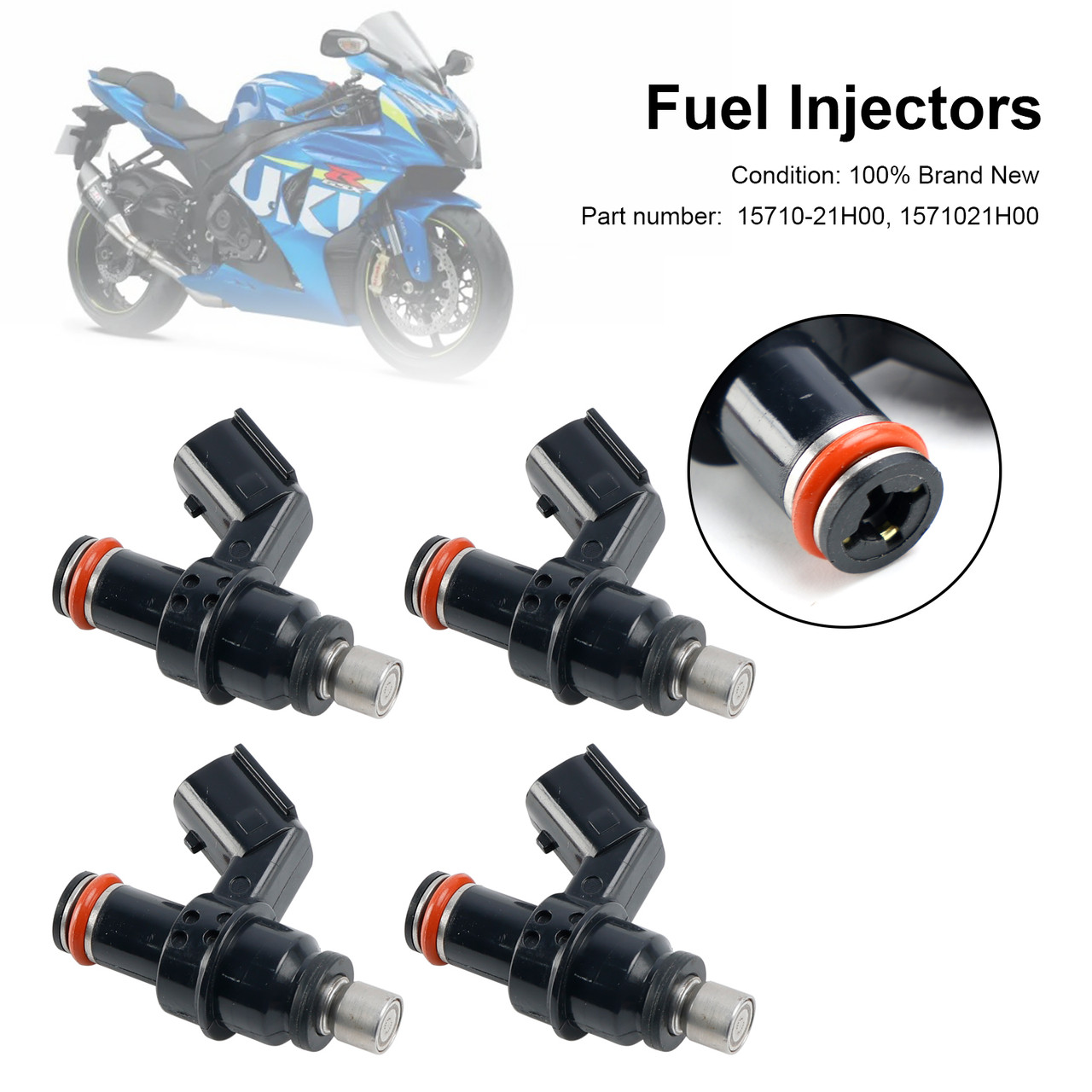 4PCS 15710-21H00 Fuel Injectors 1571021H00 For Suzuki GSXR1000 07-16 GSX1300R 08-20
