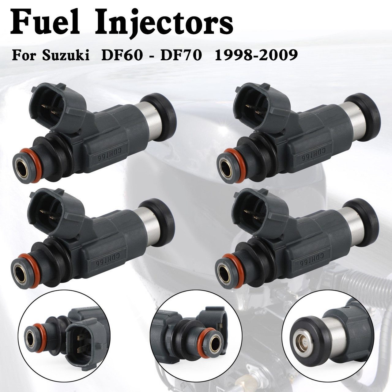 4PCS 15710-66D00 Fuel Injectors CDH166 For Suzuki DF60-DF70 1998-2009