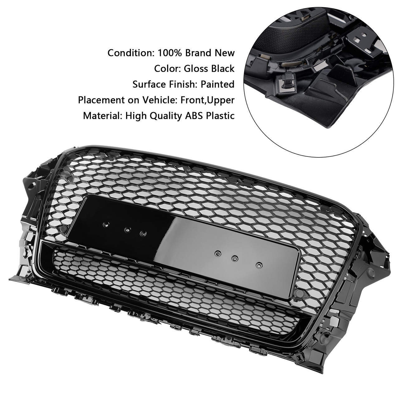 RS3 Style Front Henycomb Bumper Grill Grille Fit Audi A3 S3 2013-2016 W/Quattro