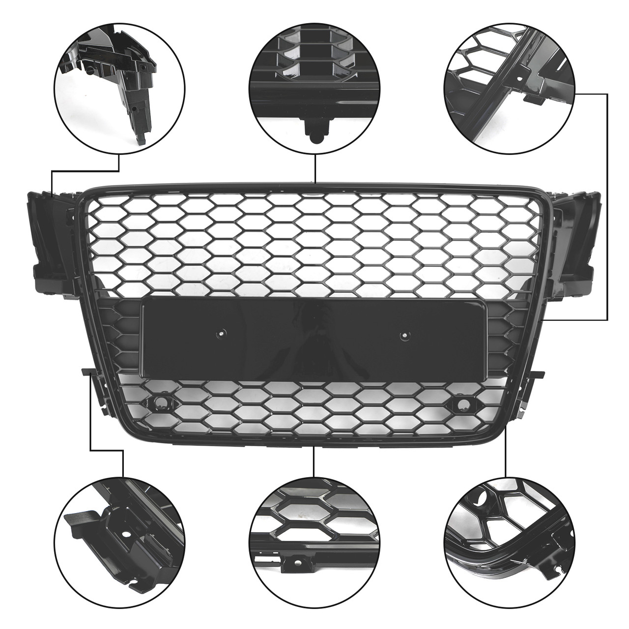RS5 Style Hood Henycomb Sport mesh Grill Grille Fit AUDI A5 S5 B8 2008-2012