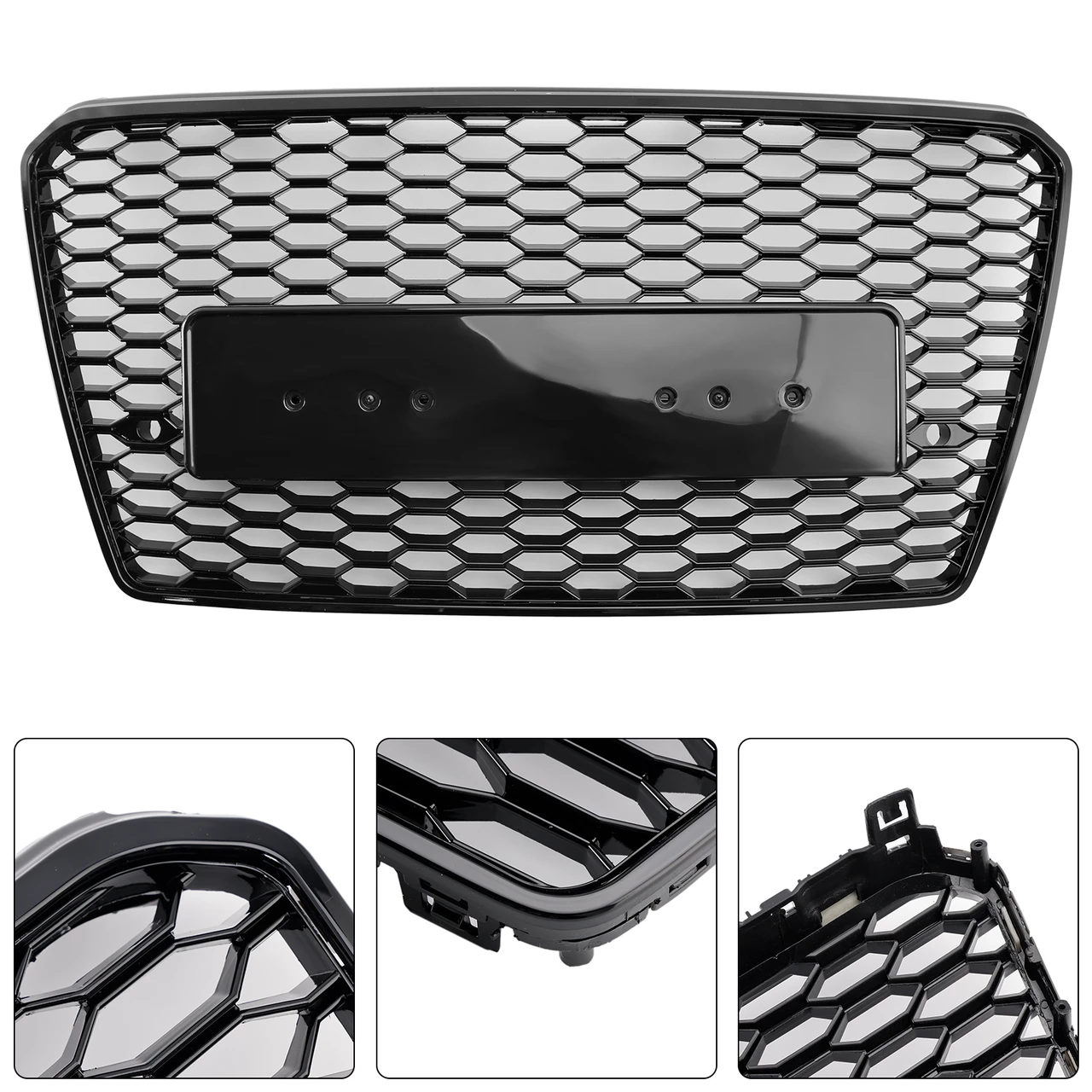 RS7 Style Honeycomb Sport Mesh Hex Grill Grille Fit Audi A7/S7 2012-2015 Black