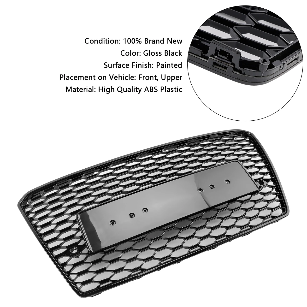 RS7 Style Honeycomb Sport Mesh Hex Grill Grille Fit Audi A7/S7 2012-2015 Black