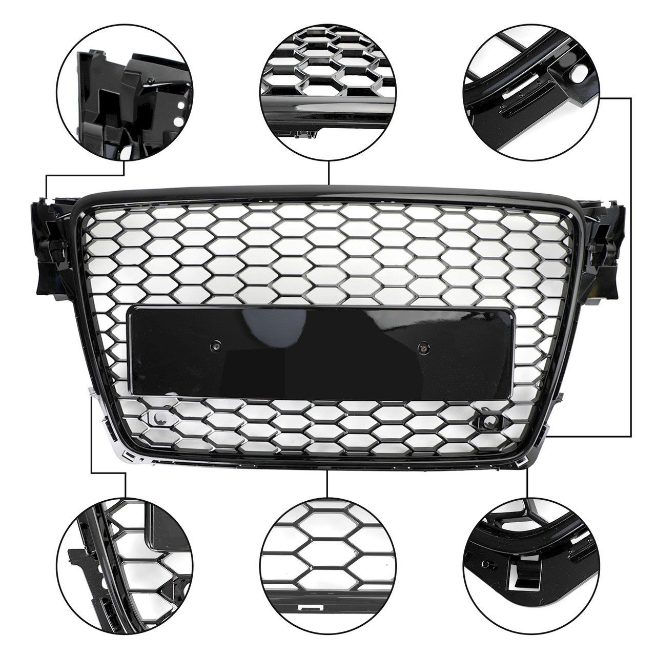 RS4 Style Honeycomb Sport Mesh Hex Grille Grill Fit Audi A4/S4 B8 2009-2012