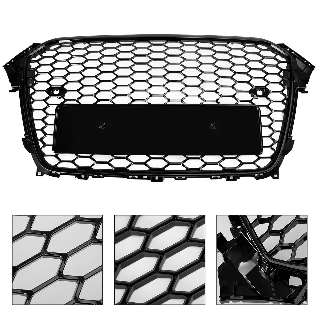 RS4 Style Mesh Front Bumper Grille Grill Fit Audi A4 S4 2013-2016 Gloss Black