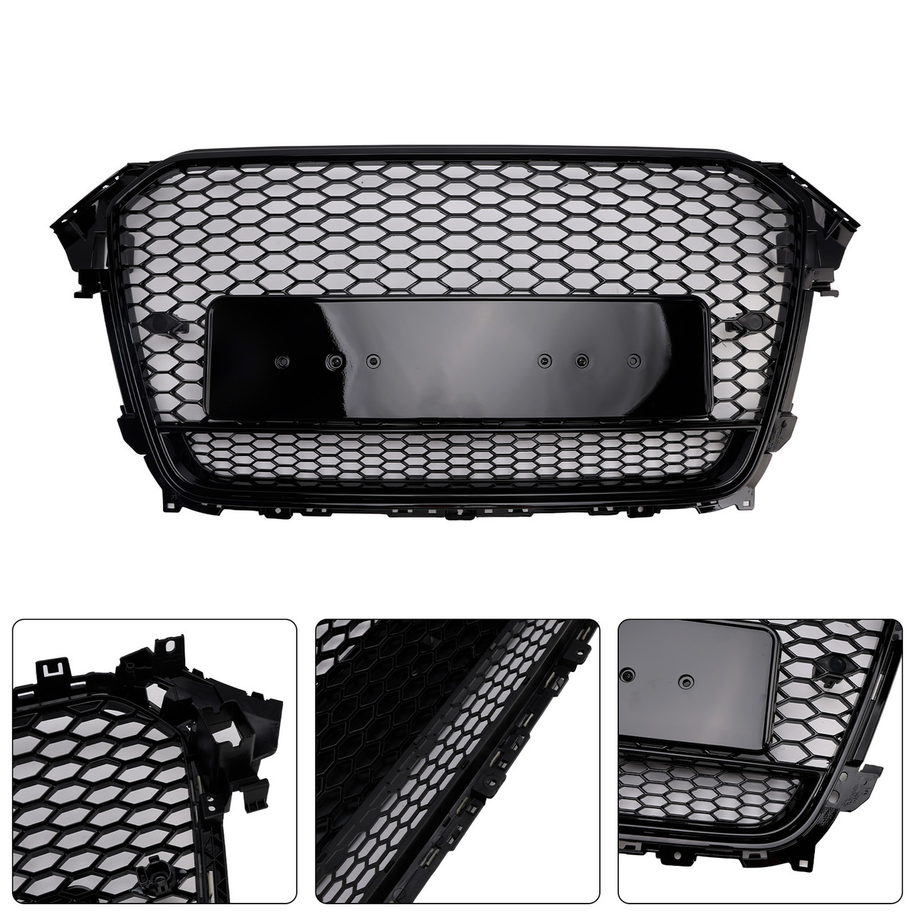 RS4 Style Front Bumper Grille Grill Fit Audi A4 S4 B8.5 2013-2016 w/ Quattro