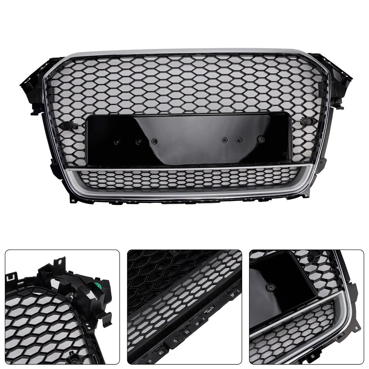 RS4 Style Front Bumper Grille Grill Fit Audi A4 S4 B8.5 2013-2016 w/ Quattro