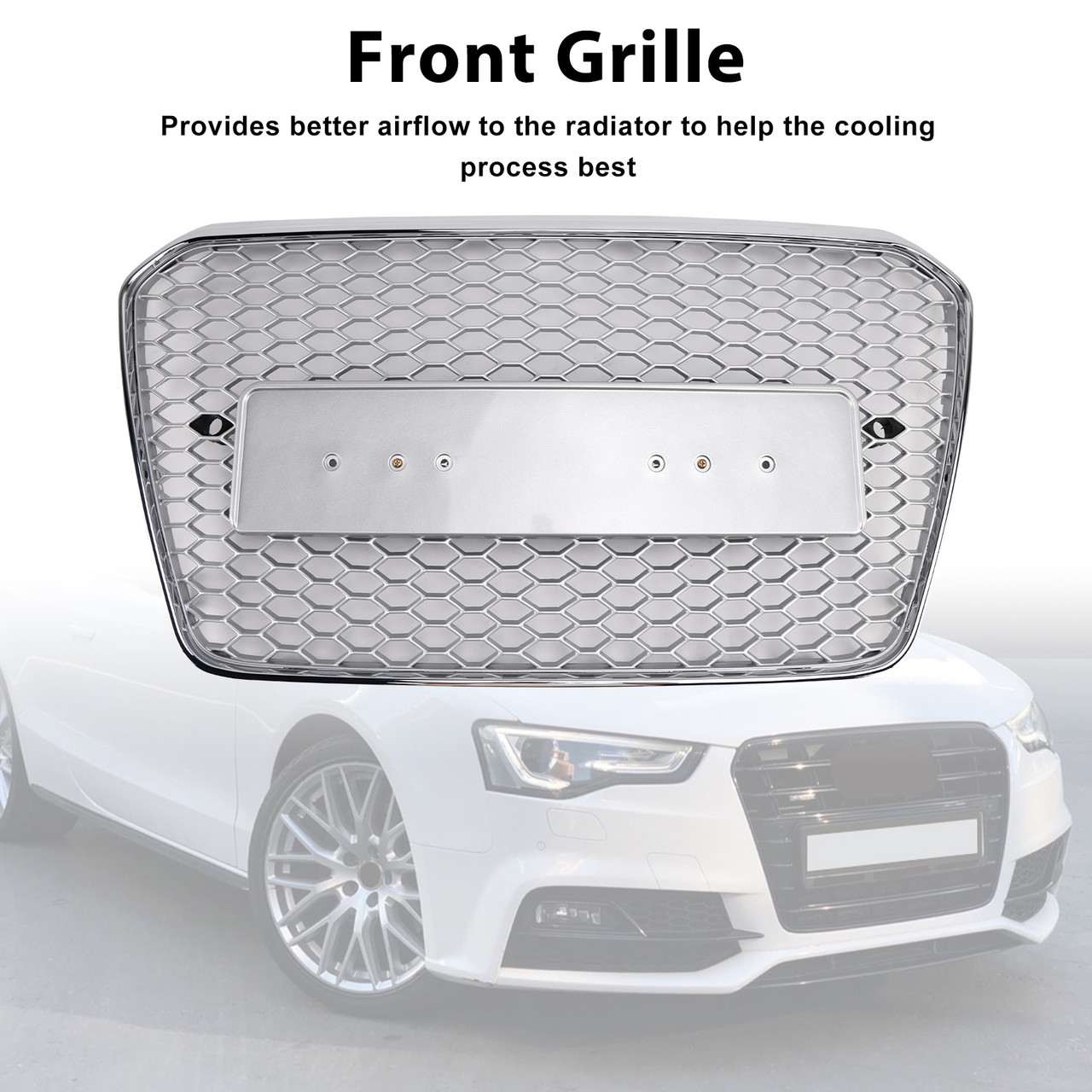 RS5 Style Honeycomb Front Bumper Grille Grill Fit Audi A5 S5 B8.5 2013-2016
