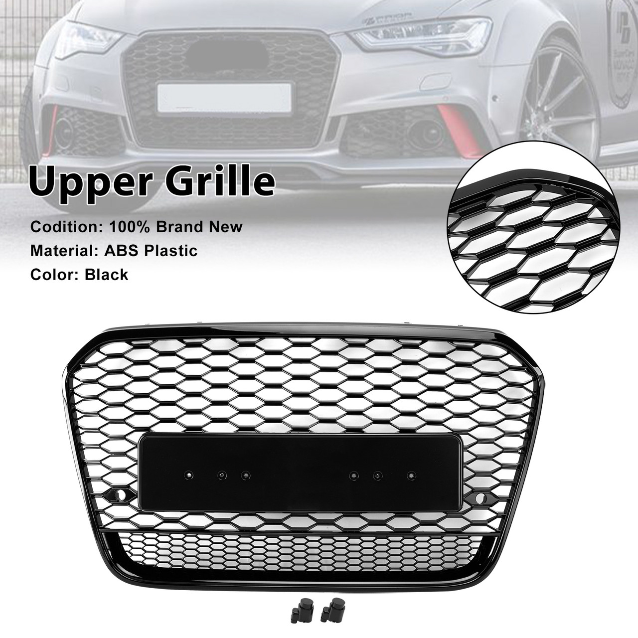 RS6 Style Front Mesh Honeycomb Grill Grille Fit Audi A6 S6 C7 2012-2015