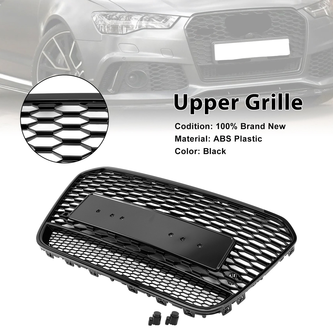 RS6 Style Front Mesh Honeycomb Grill Grille Fit Audi A6 S6 C7 2012-2015