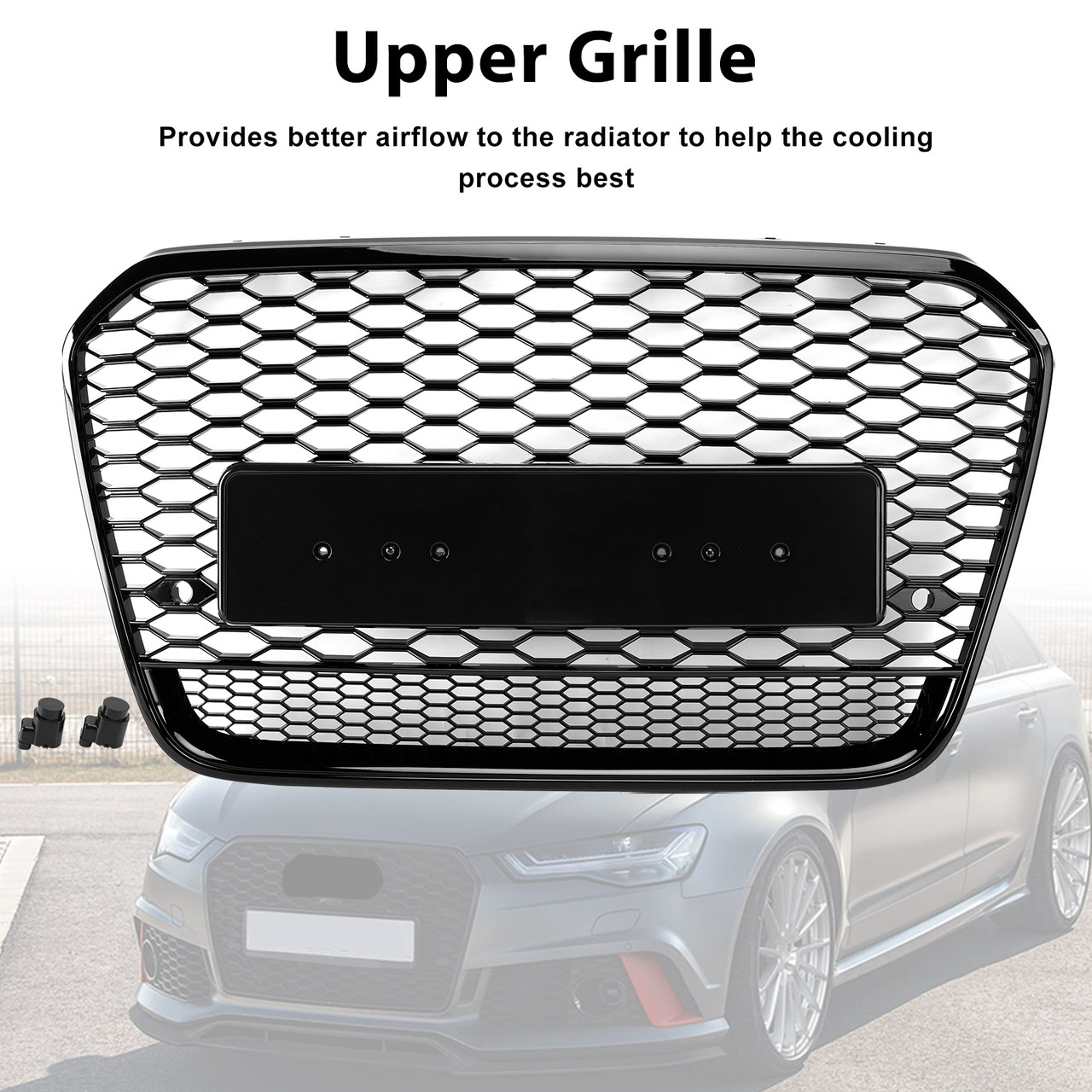 RS6 Style Front Mesh Honeycomb Grill Grille Fit Audi A6 S6 C7 2012-2015