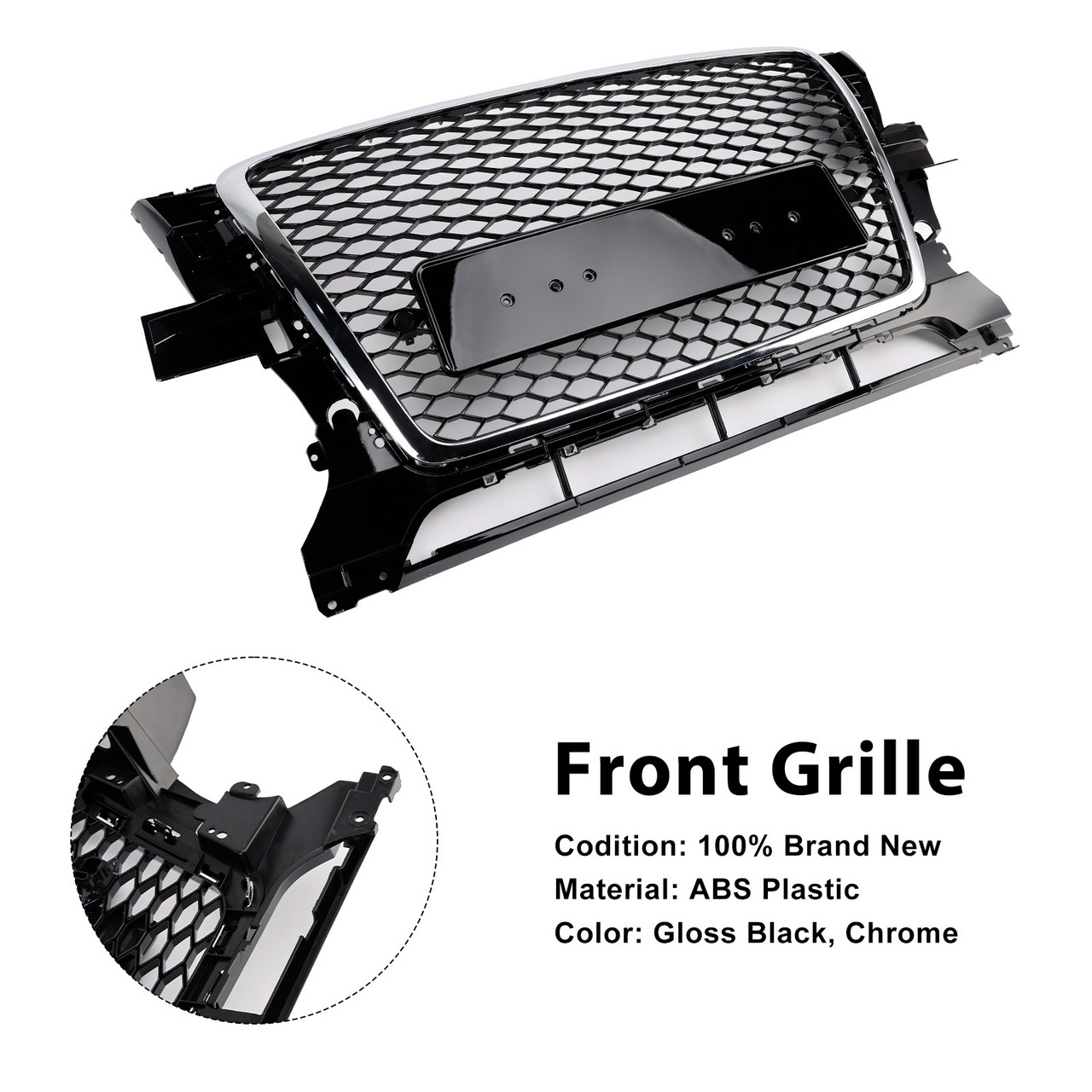 Chrome/Black Front Bumper Grill Grille 8R0853651B Fit Audi Q5 2009-2012