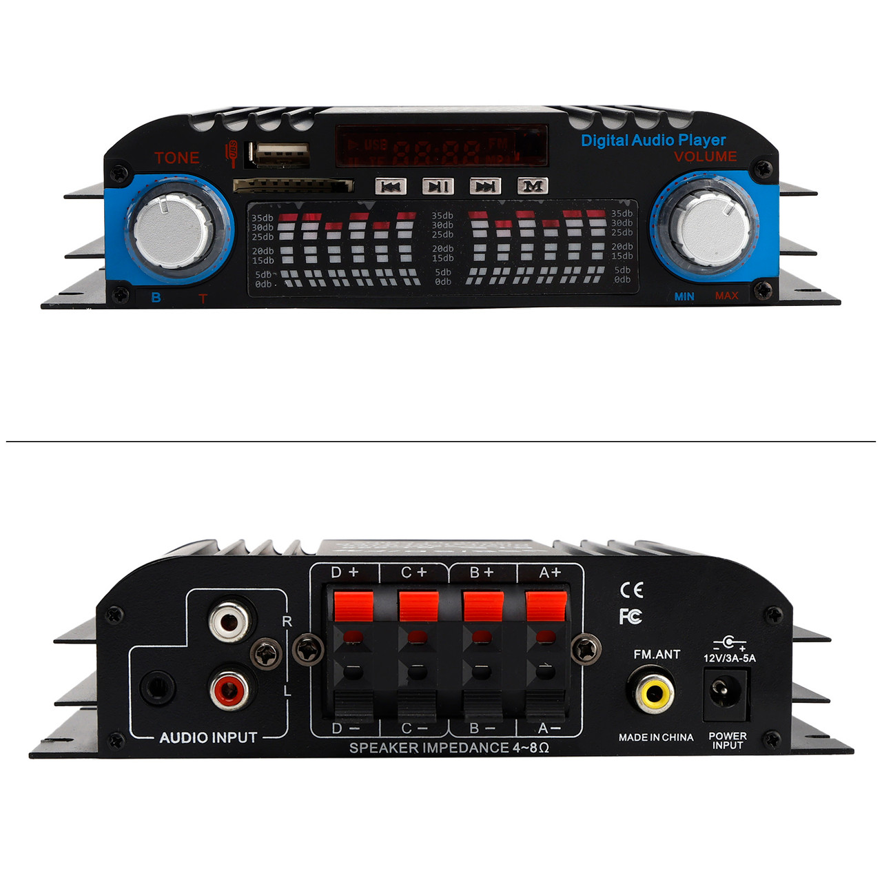 3 in 1 720W 4CH High-Power Mini Sm Amplifier Home Car 12V 220V Hifi Bluetooth