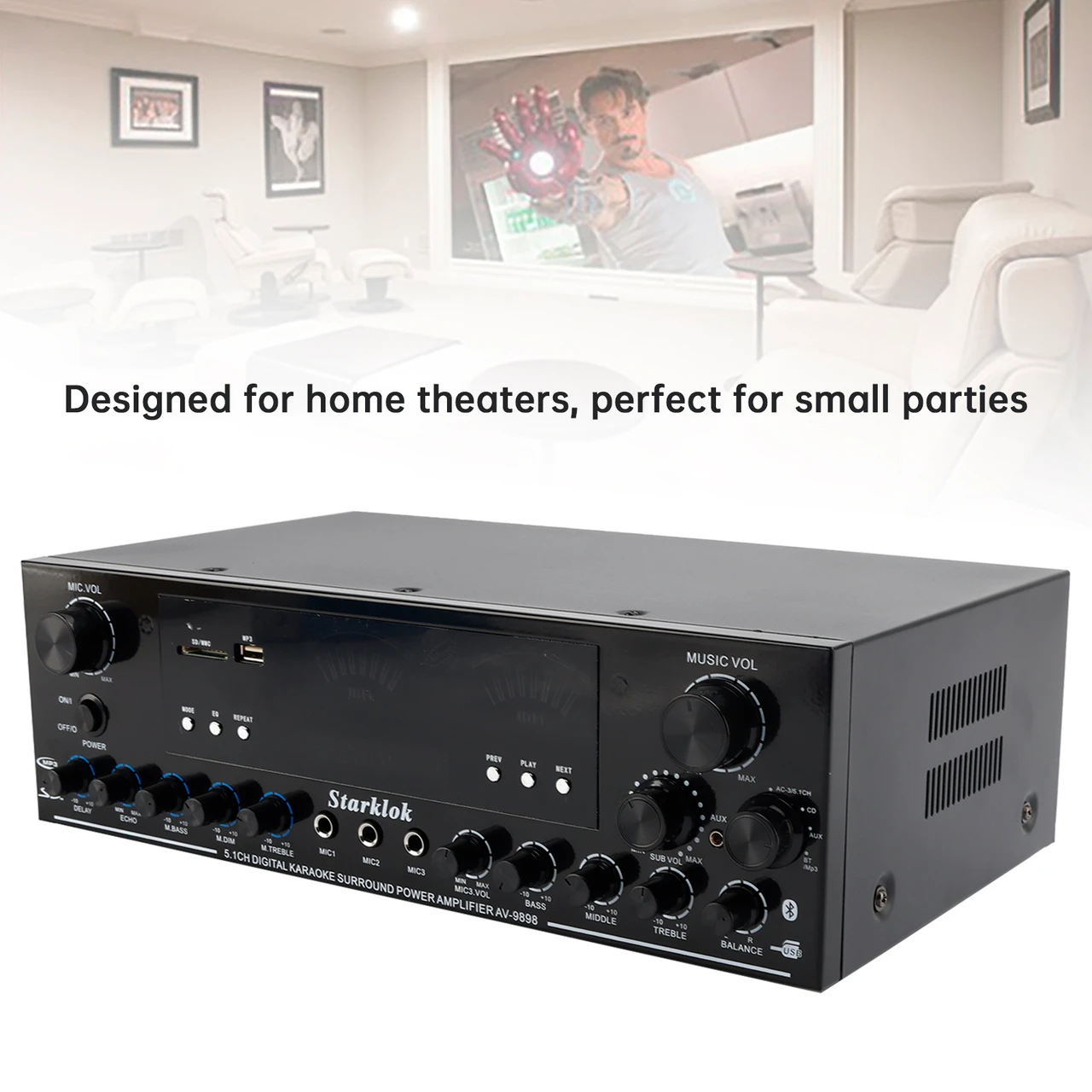3000W Peak Stereo HiFi Power Amplifier High-Power 5.1Channel Subwoofer Amplifier