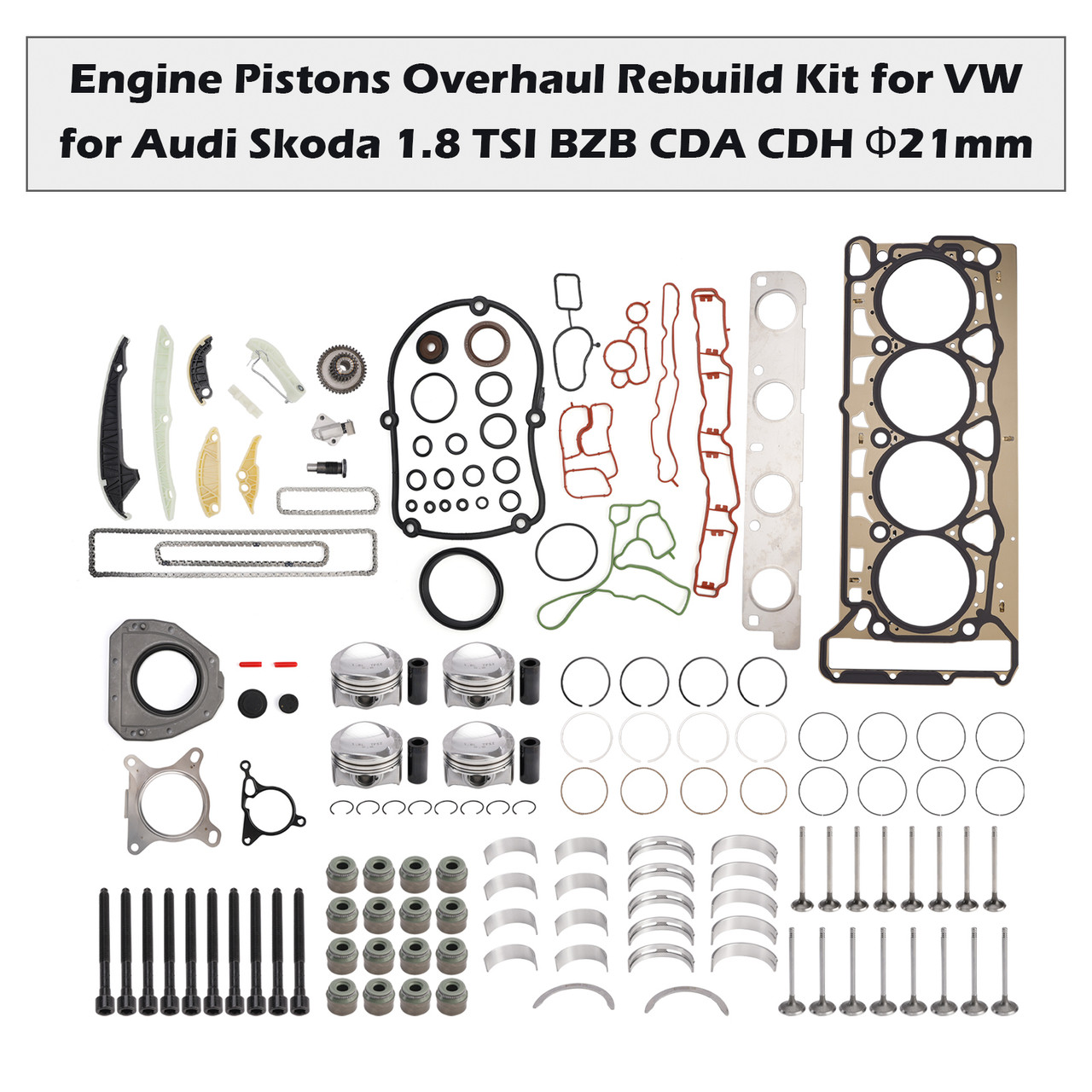 Engine Pistons Overhaul Rebuild Kit for VW for Audi Skoda 1.8 TSI BZB CDA CDH
