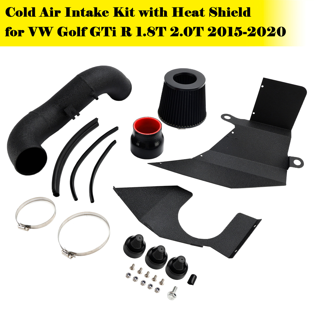 Cold Air Intake Kit with Heat Shield for VW Golf GTi R 1.8T 2.0T 2015-2020