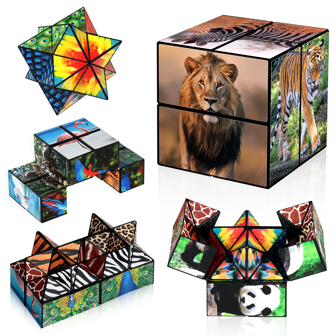 2 In 1 Animal Style Star Cube Magic Cube Set For Kid And Adult Toy Ages 8-12