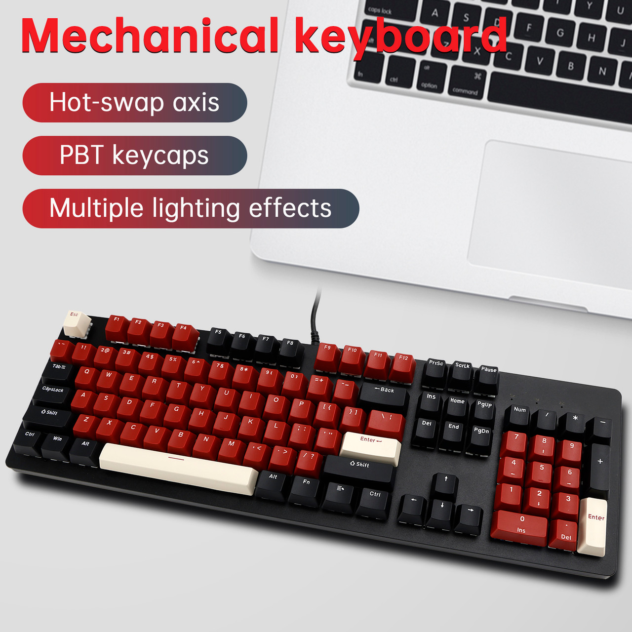 104-Key Wired Mechanical Linear Switch Gaming Keyboard Blue Switch Customizable