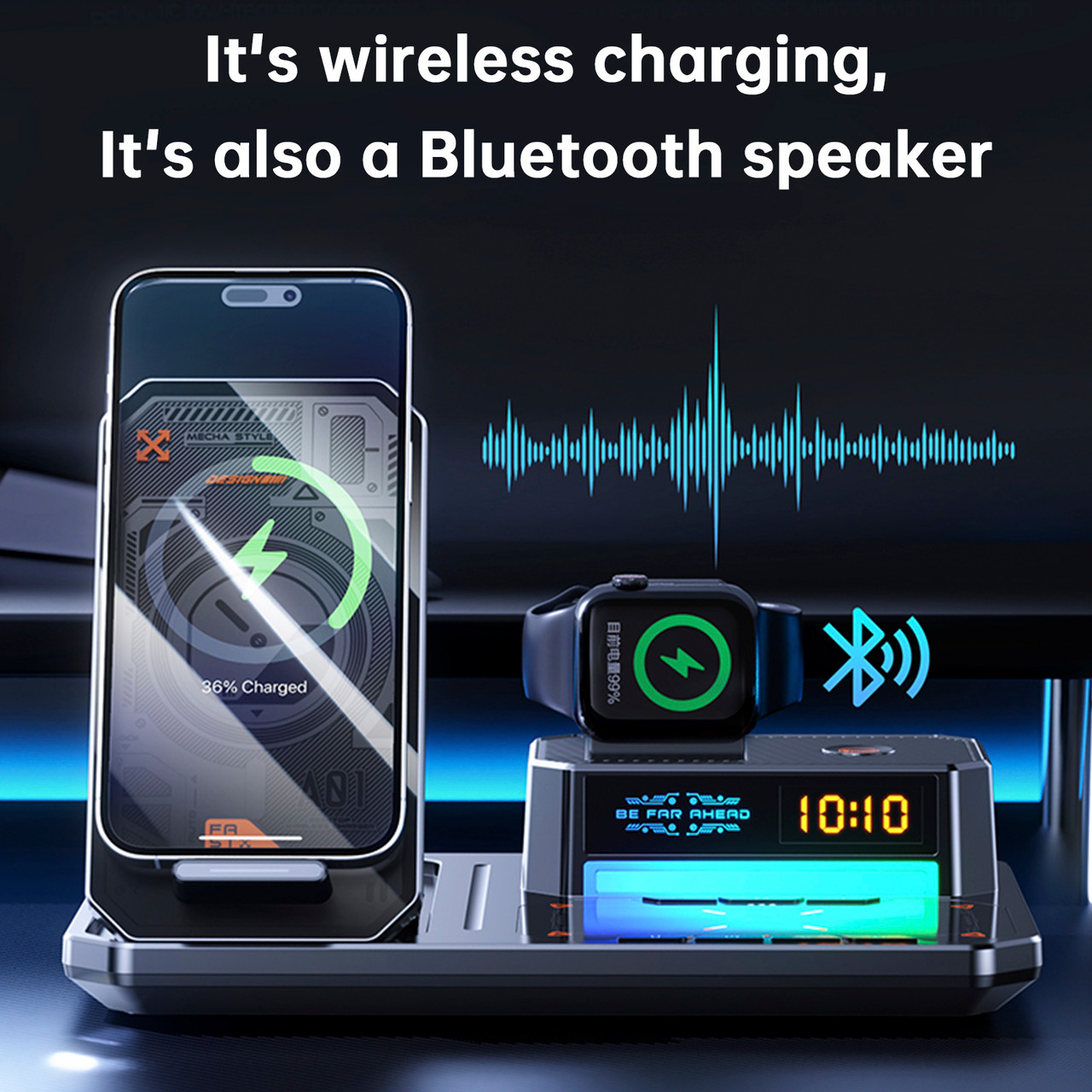 6 in 1 Magnetic Wireless Charger Bluetooth Speakers for Apple 17 16e 16 15 14 13